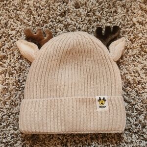 Source Unknown Cream Knit Hat with Antlers